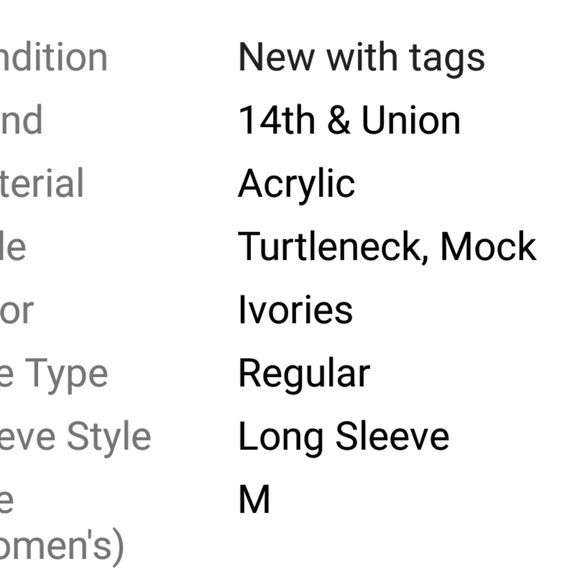 NWT 14th and Union Mock Sweater/turtleneck cold shoulder - Picture 4 of 5